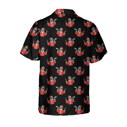 Luvik | Skeleton pukeutuu Santa-pukuun, hawaiipaita, hauska joulupaita, lahja jouluun