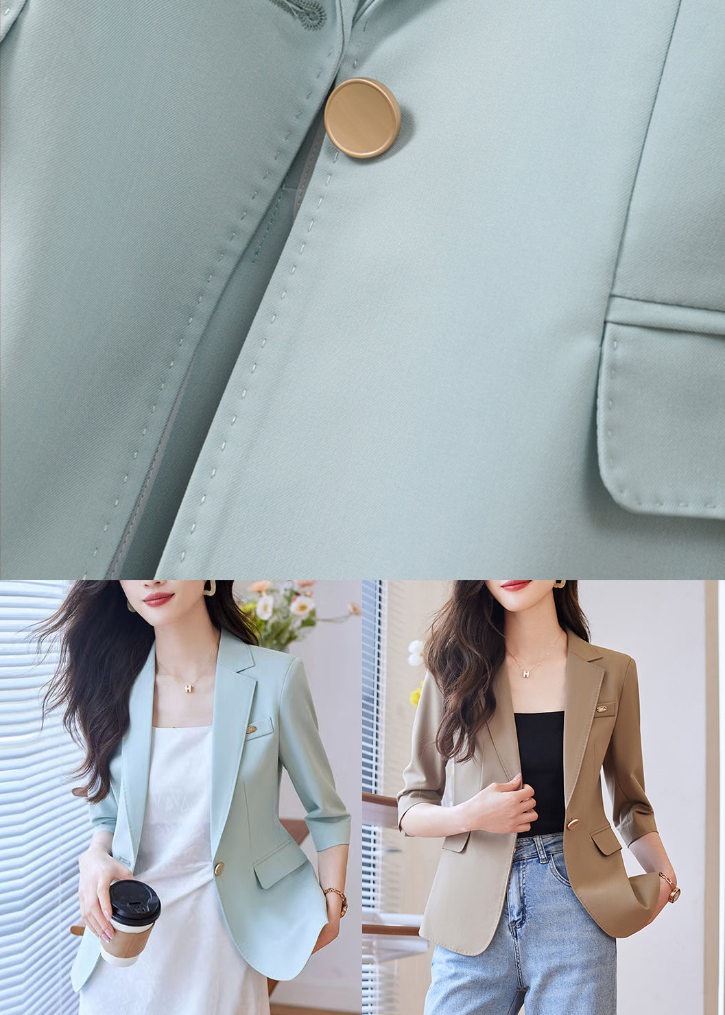 Luvik | Sinisiä spandex-takkeja puolipitkillä leikatuilla hihoilla