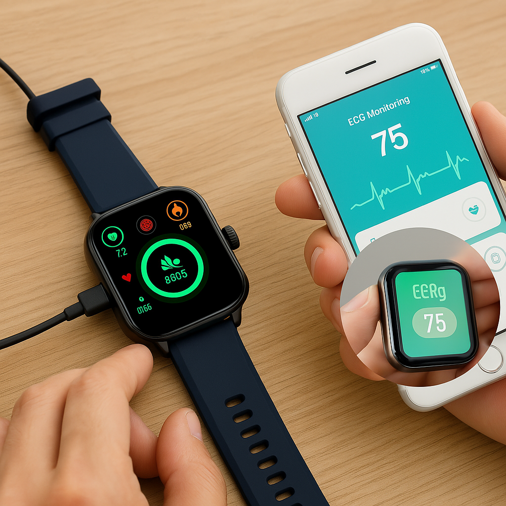 Luvikno | Smartklokke for Helse & Trening – EKG, Blodtrykk, Hjertefrekvensmåling – Kompatibel med iOS & Android