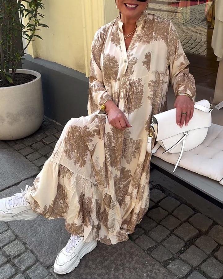 Luvik | Flair Pitkä mekko, jossa on heilahtelu ja printti