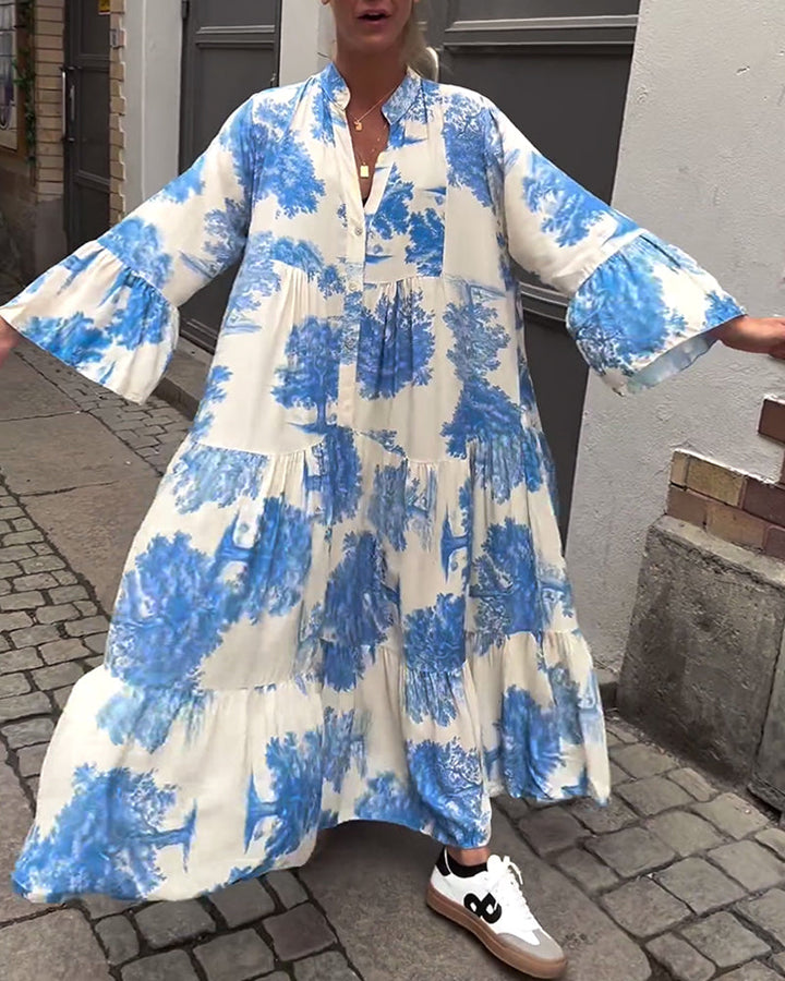 Luvik | Flair Pitkä mekko, jossa on heilahtelu ja printti