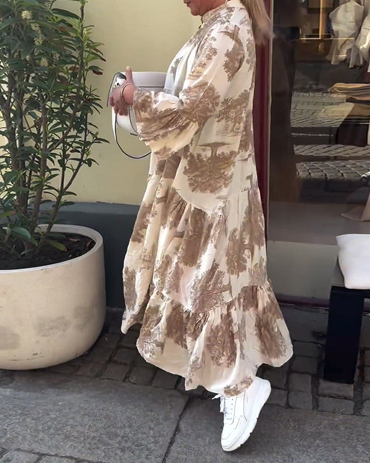 Luvik | Flair Pitkä mekko, jossa on heilahtelu ja printti