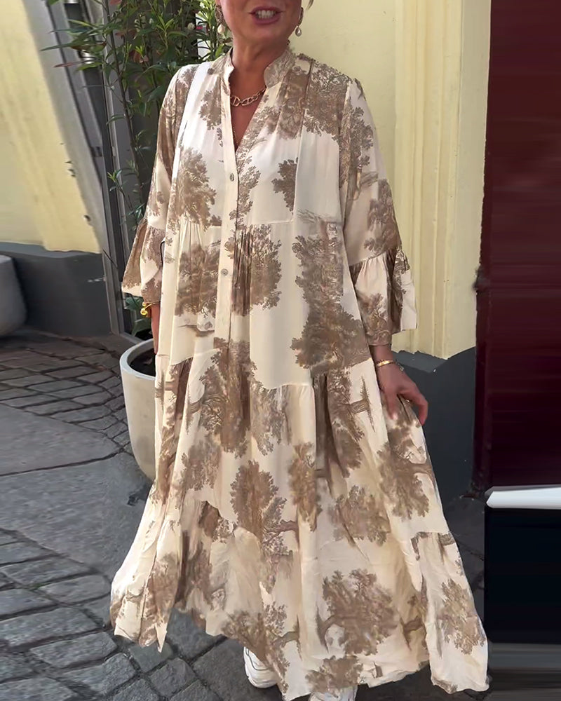 Luvik | Flair Pitkä mekko, jossa on heilahtelu ja printti