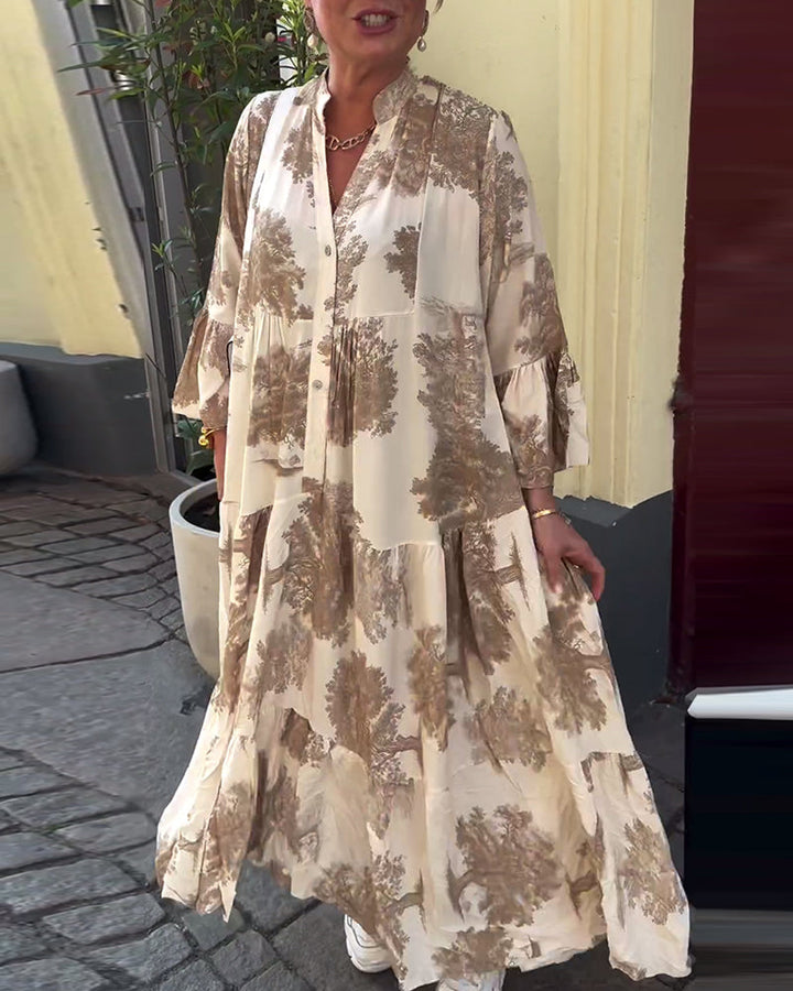 Luvik | Flair Pitkä mekko, jossa on heilahtelu ja printti
