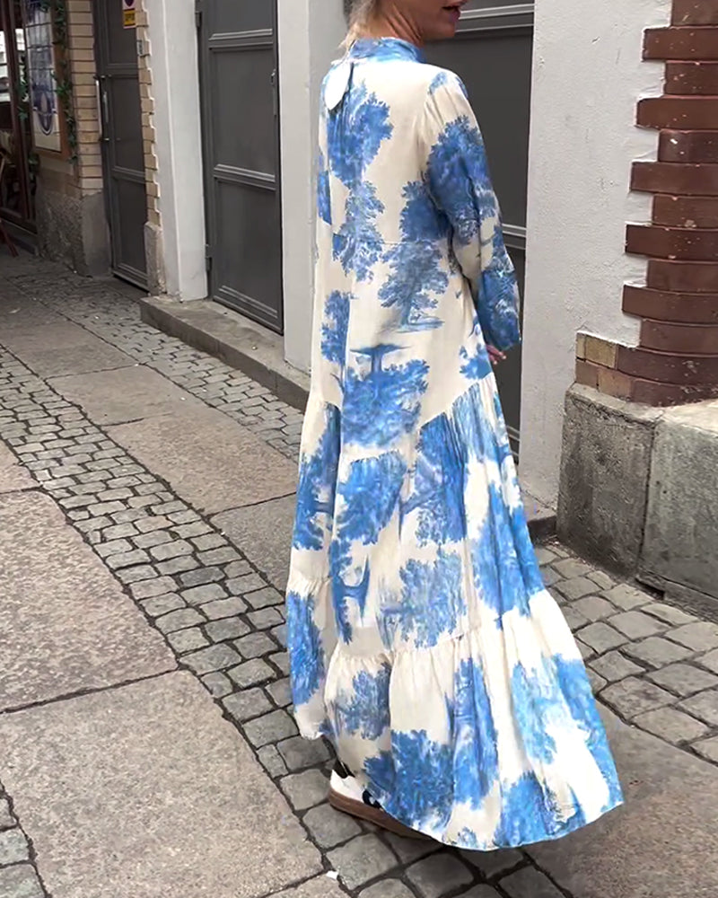 Luvik | Flair Pitkä mekko, jossa on heilahtelu ja printti