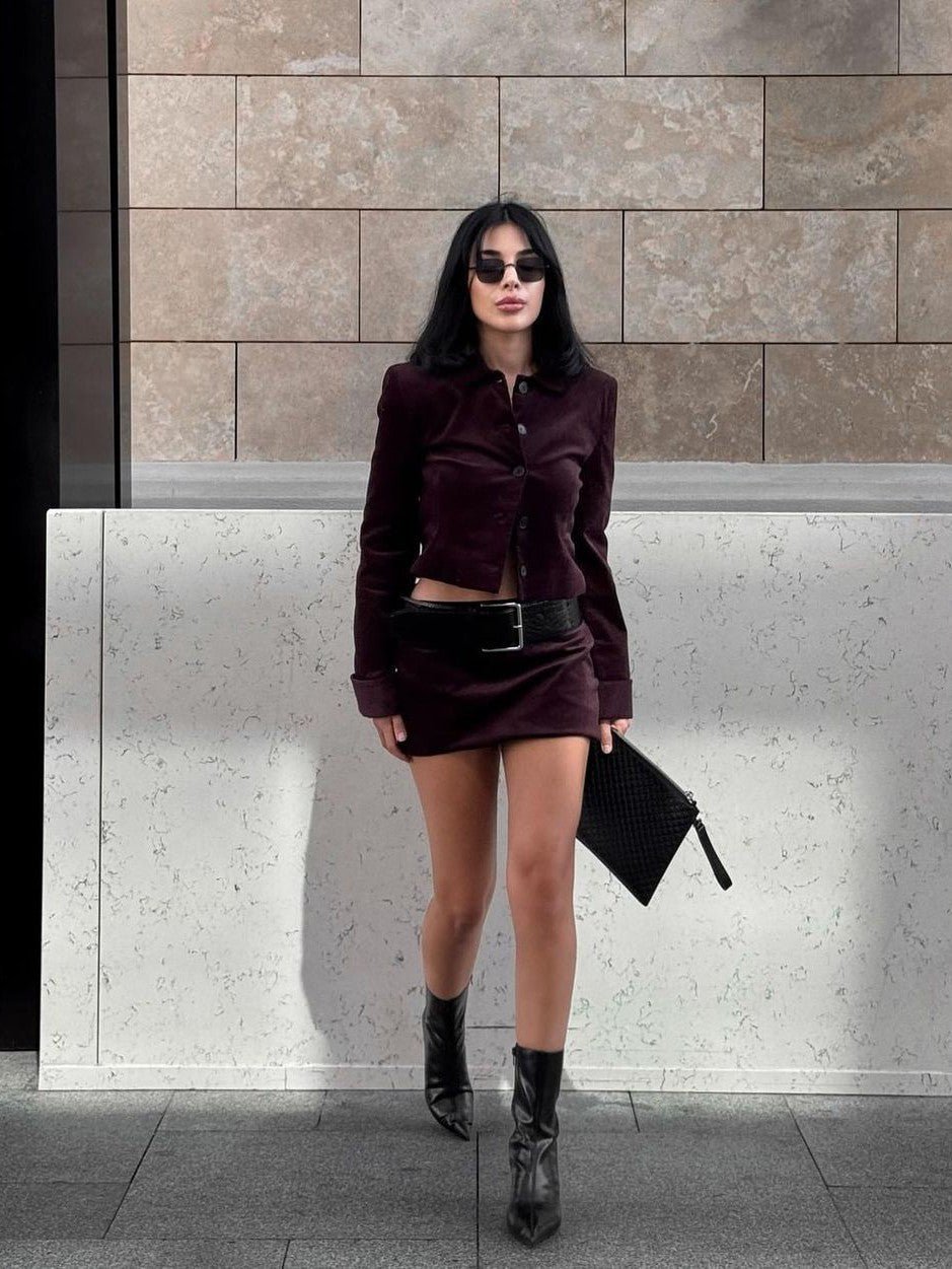 Luvik | Takki & lyhyt hame vyöllä koordinaattisetti