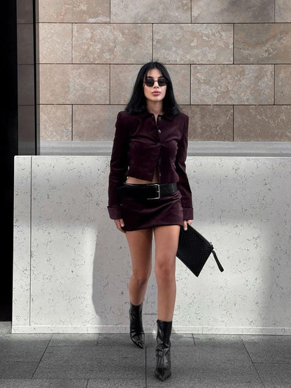 Luvik | Takki & lyhyt hame vyöllä koordinaattisetti