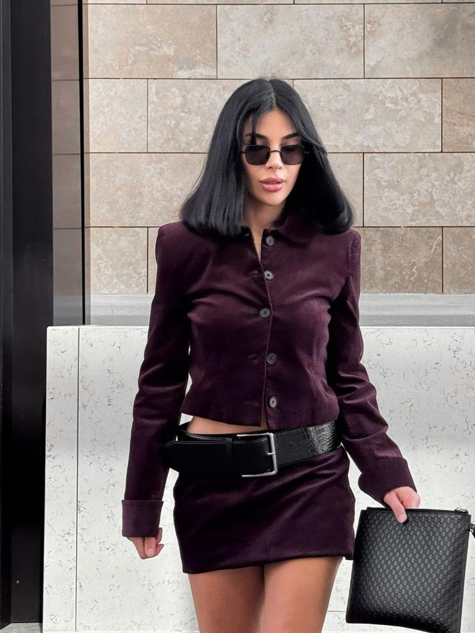 Luvik | Takki & lyhyt hame vyöllä koordinaattisetti