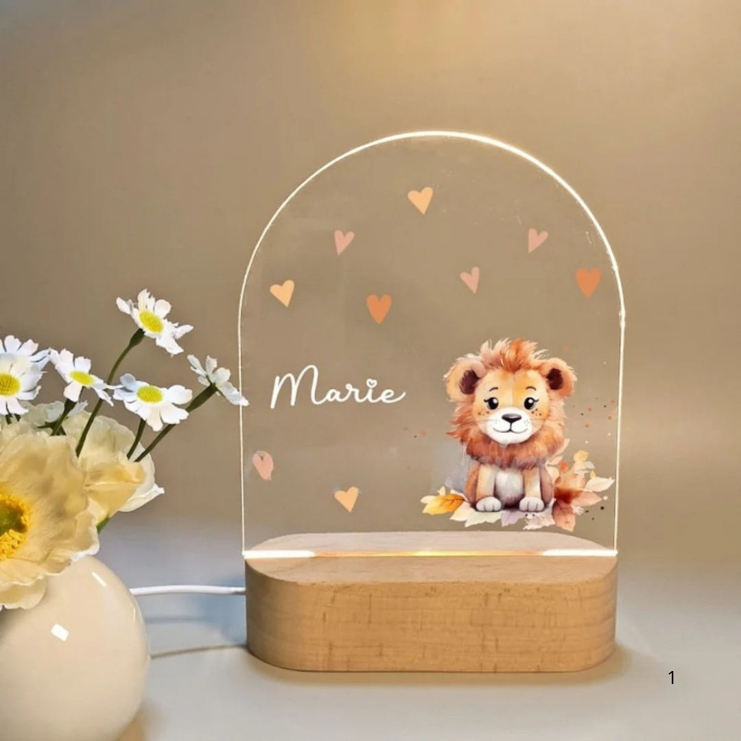 Luvikno | Personlig nattlampe med navn – Myk varm LED-belysning for barn