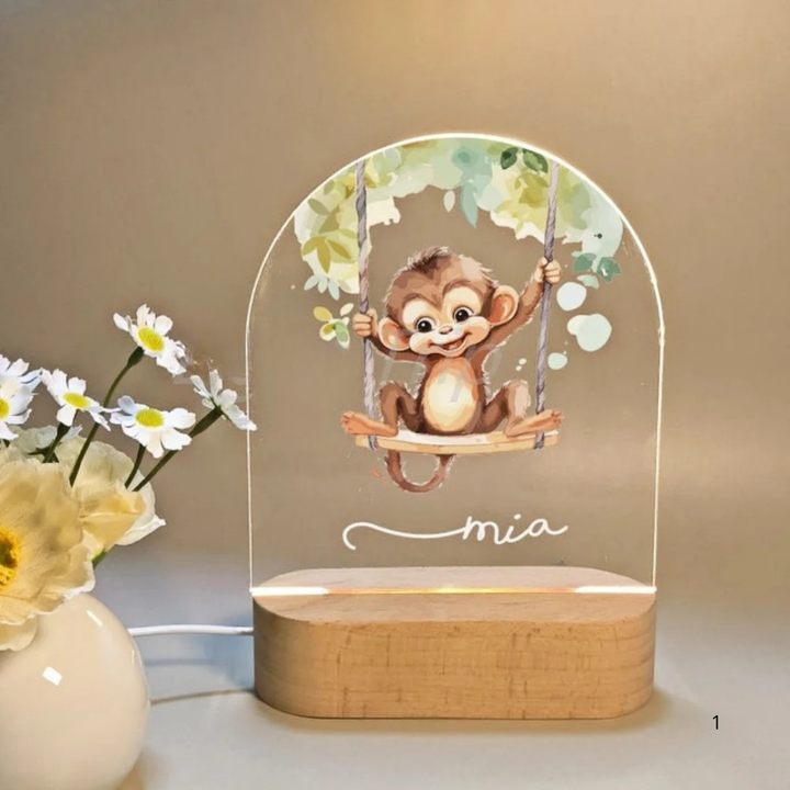 Luvikno | Personlig nattlampe med navn – Myk varm LED-belysning for barn