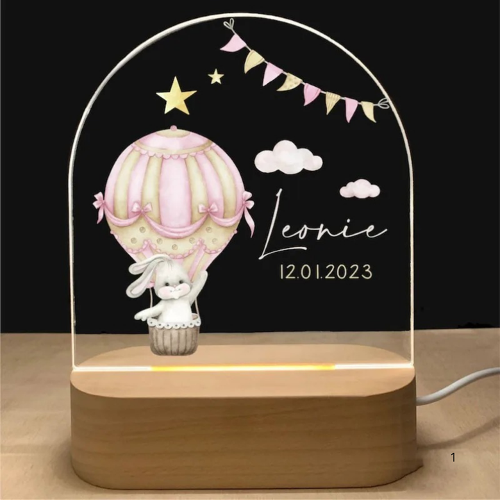 Luvikno | Personlig nattlampe med navn – Myk varm LED-belysning for barn