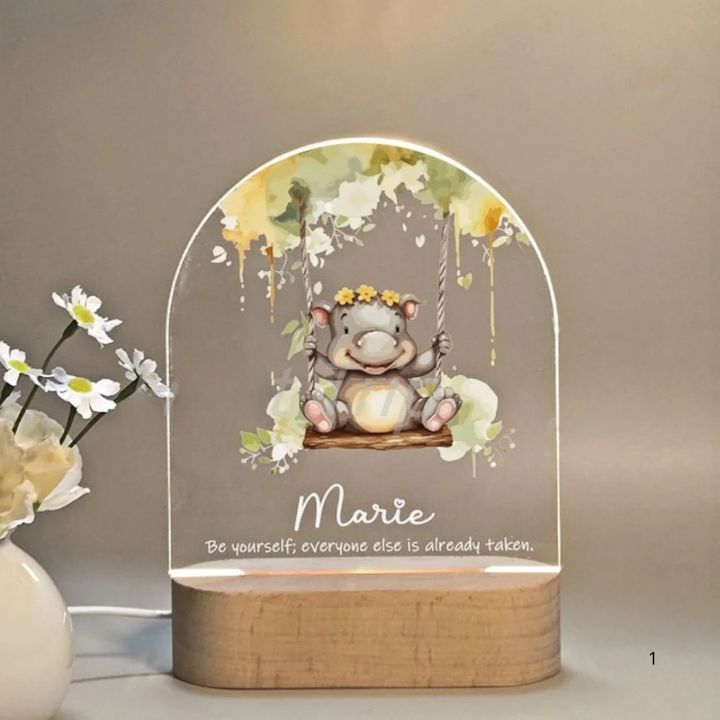 Luvikno | Personlig nattlampe med navn – Myk varm LED-belysning for barn