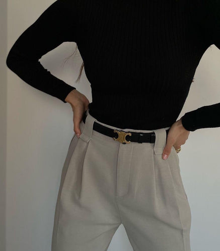 EleganceBelt - Luksus Lærbelte med Gull Detaljer Luvikno
