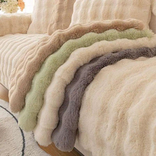 Sofia - Universell Plush Sofapute Deksel L Form - Vinter Varm Myk | Luvikno