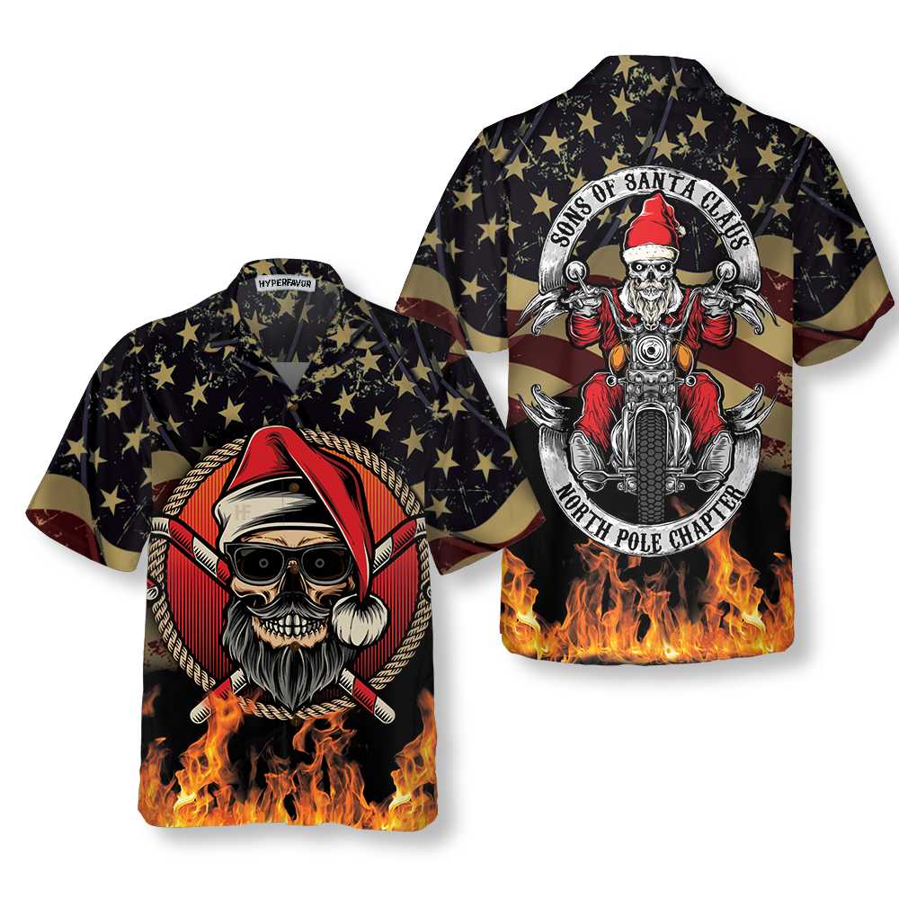 Luvik | Isä Joulupukin Luku Pohjoisnapaan Jouluhawaiipaita, Lahja moottoripyöräharrastajille jouluna