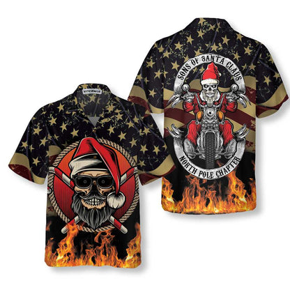 Luvik | Isä Joulupukin Luku Pohjoisnapaan Jouluhawaiipaita, Lahja moottoripyöräharrastajille jouluna