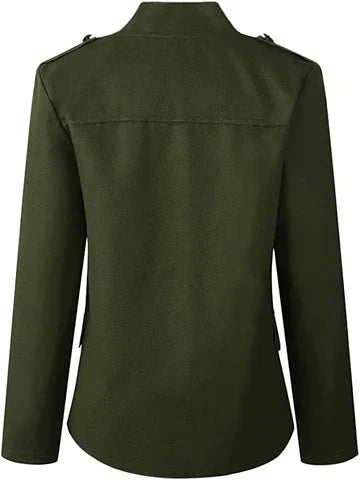 Rückansicht des armeegrün blazer mit stehkragen