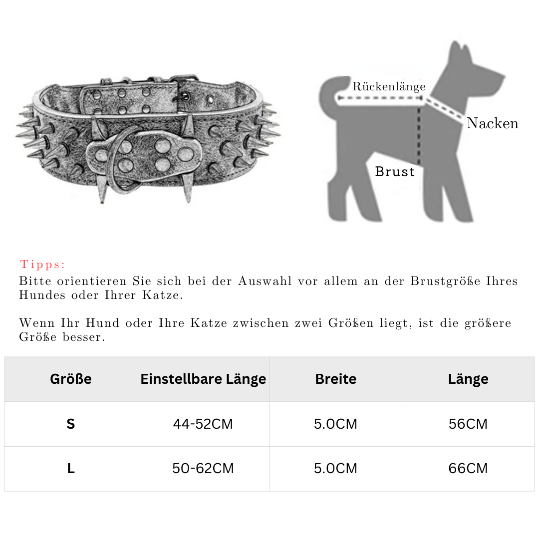 Hundehalsbånd med nagler for store hunder Luvikno