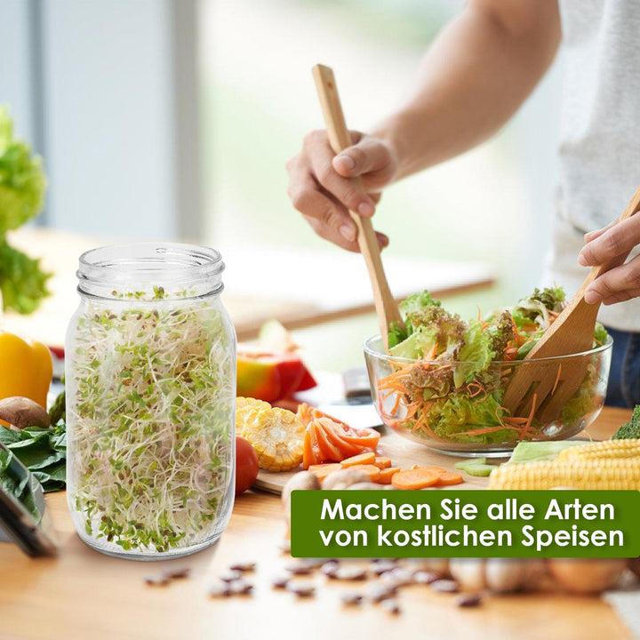 Spirende glass groinnglass 2stk med lokk & sil 950ML | Luvikno