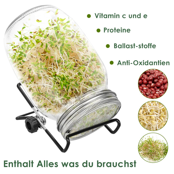 Spirende glass groinnglass 2stk med lokk & sil 950ML | Luvikno