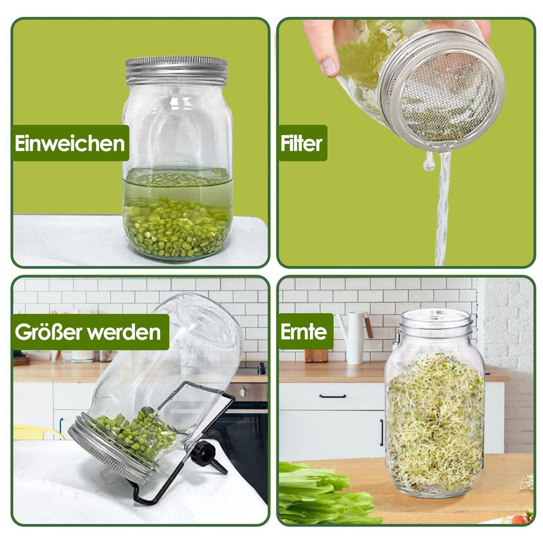 Spirende glass groinnglass 2stk med lokk & sil 950ML | Luvikno