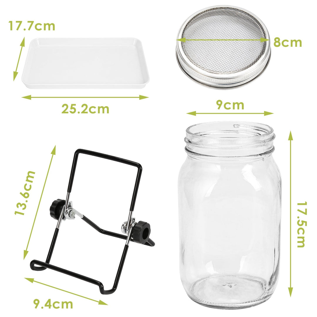 Spirende glass groinnglass 2stk med lokk & sil 950ML | Luvikno