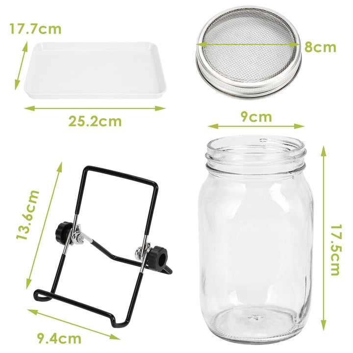 Spirende glass groinnglass 2stk med lokk & sil 950ML | Luvikno