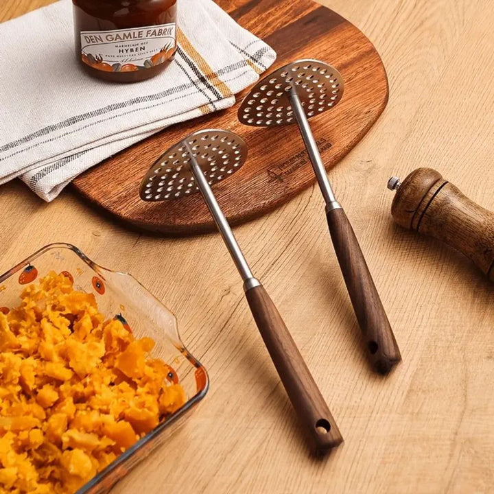 PureGrip Poteterstapper Rustfritt Stål 304 Med Trehåndtak | Luvikno