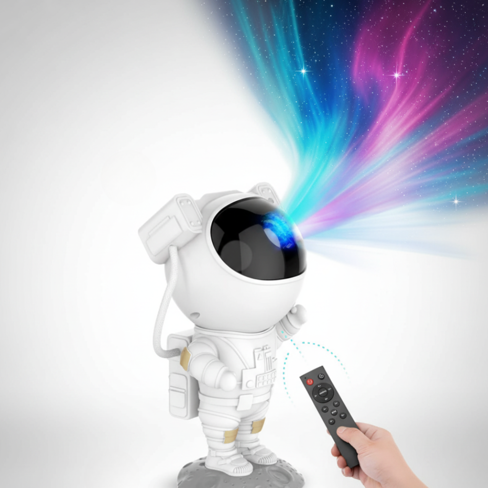 Stjerneprosjektor Astronautlampe Justerbart LED Nattlys Galakse Luvikno