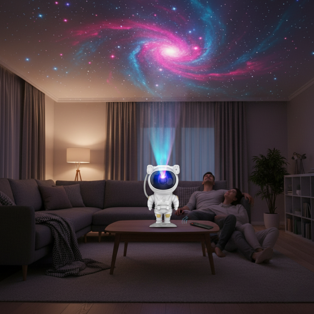 Stjerneprosjektor Astronautlampe Justerbart LED Nattlys Galakse Luvikno