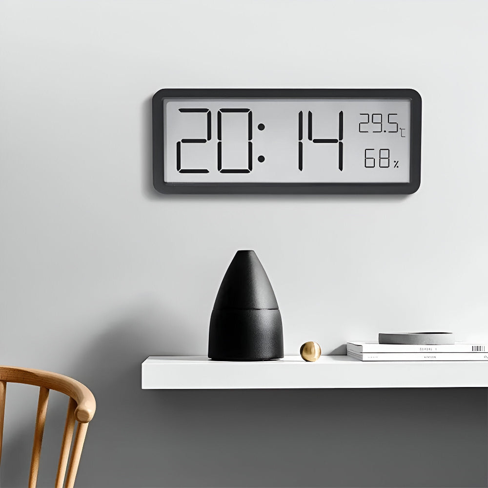 Digital LED-veggklokke – Stort display med temperatur og luftfuktighet | Luvikno