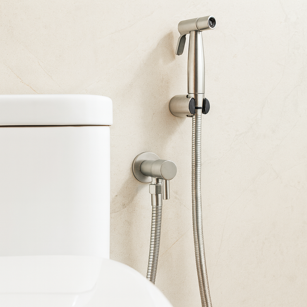 Stainless Steel Bidet Sprayer AquaNova – Hygienisk Toalett Dusj Sprøyte med Veggfeste | Luvikno