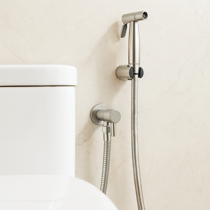 Stainless Steel Bidet Sprayer AquaNova – Hygienisk Toalett Dusj Sprøyte med Veggfeste | Luvikno