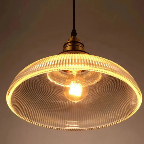 Luvikno | Retro Luxe Glass Pendant Lamp - Vintage Stripe Design for Coziness and Atmosphere