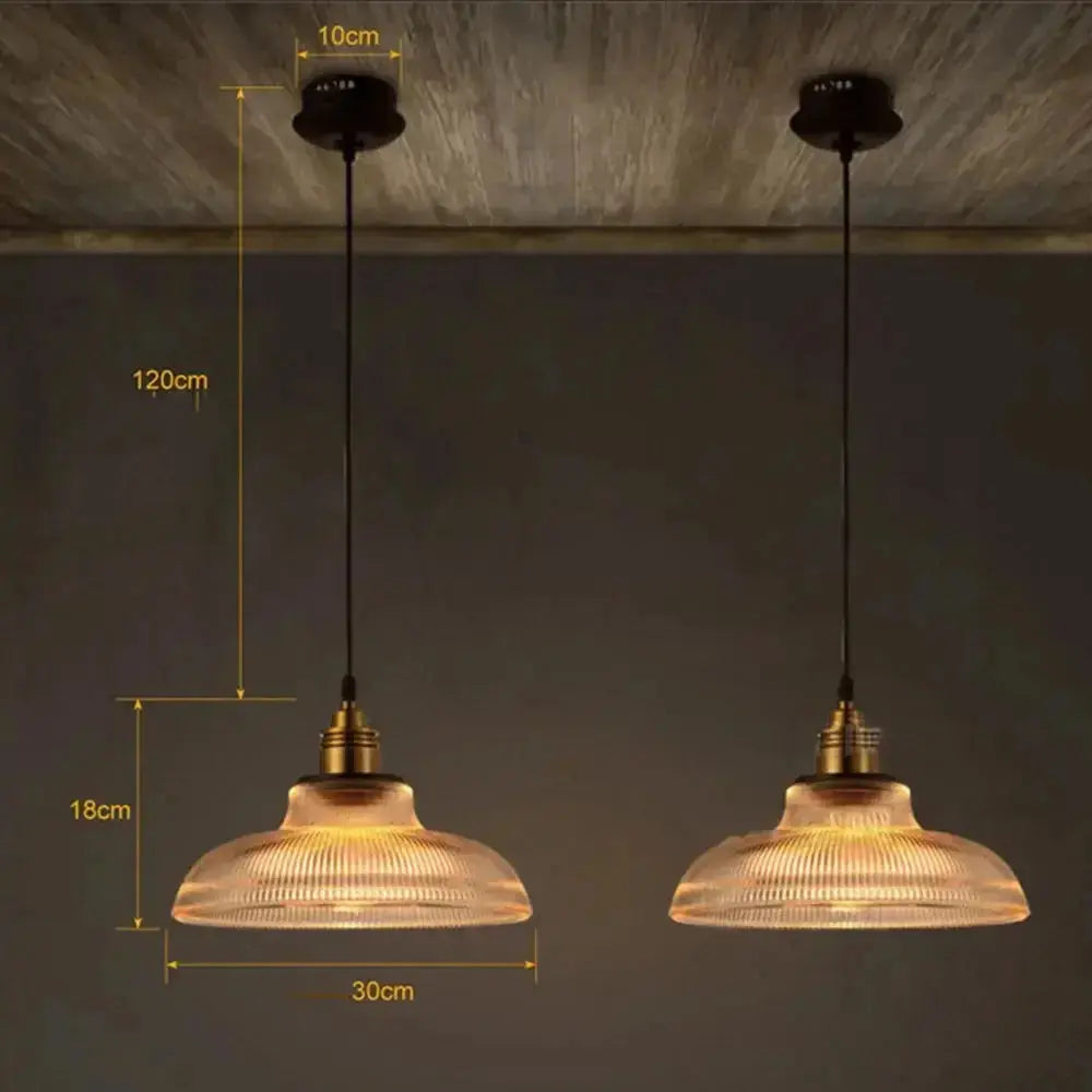 Luvikno | Retro Luxe Glass Pendant Lamp - Vintage Stripe Design for Coziness and Atmosphere