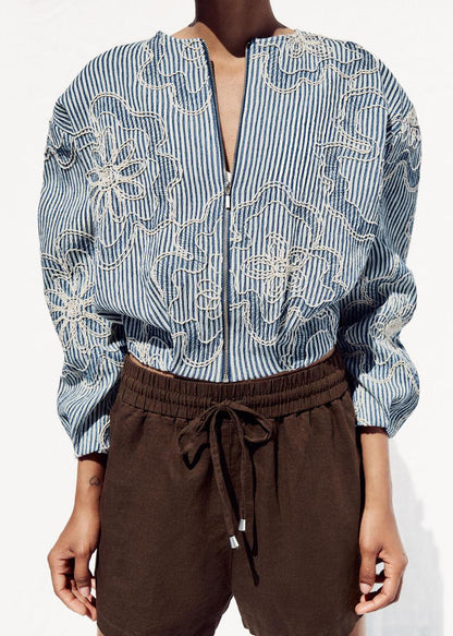 Luvik | Sininen alkuperäinen muotoilupua untuvatakki vetoketjulla