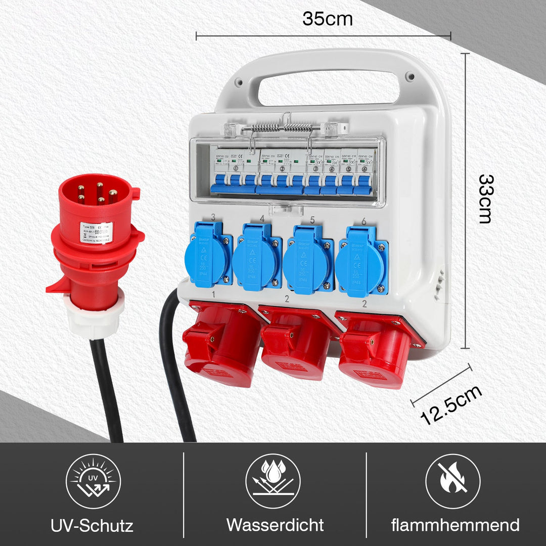 Veggdistrubutør 2 x CEE 16A 400V + 1 x CEE 32A 400V + 4 x 230V 5 Pol | Luvikno