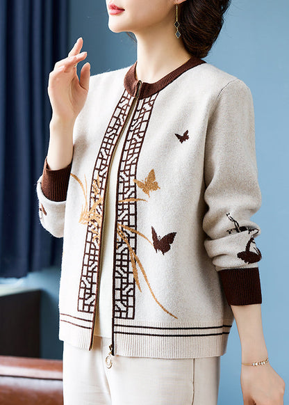 Luvik | Beige puuvillapatchwork-neuletakki