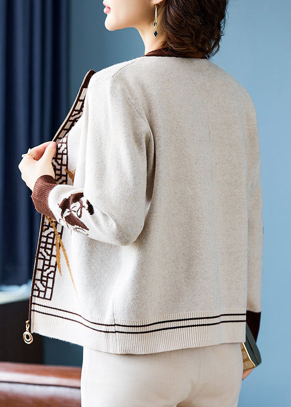 Luvik | Beige puuvillapatchwork-neuletakki