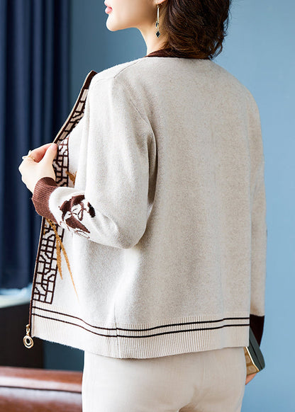 Luvik | Beige puuvillapatchwork-neuletakki