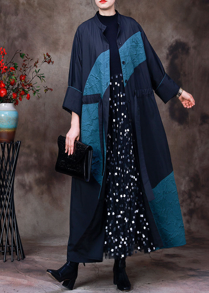 Luvik | Värilohkot Korkea kaulus Taskut Patchwork Narut Spandex Pittkähihaiset takit