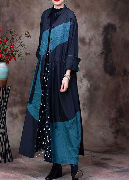 Luvik | Värilohkot Korkea kaulus Taskut Patchwork Narut Spandex Pittkähihaiset takit