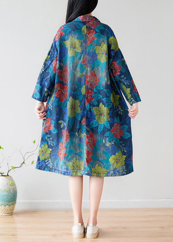 Luvik | Grønn Peter Pan Krage Lomme Blomster Trench-coater