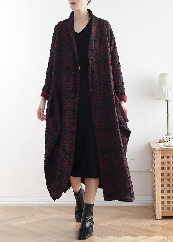 Luvik | Bordeaux jacquard fine mønstre kjole asymmetrisk jakker