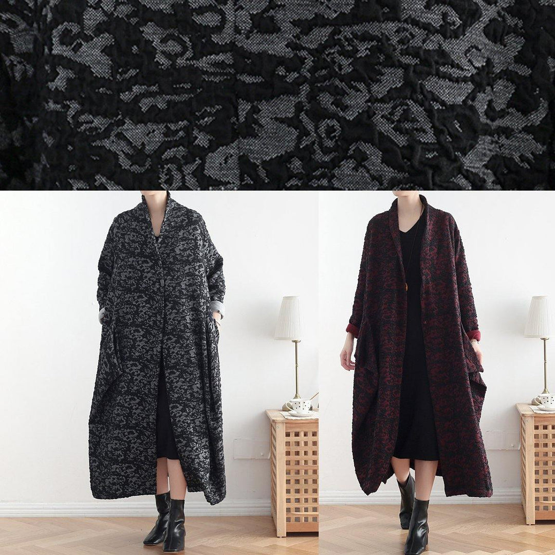 Luvik | Bordeaux jacquard fine mønstre kjole asymmetrisk jakker