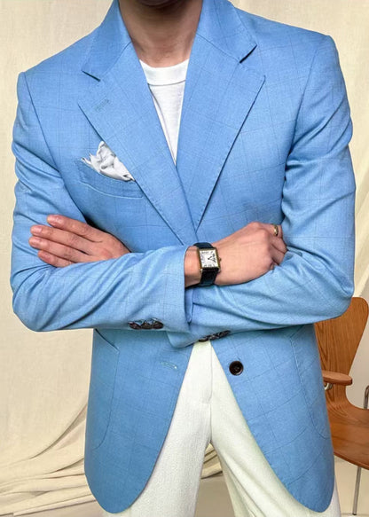 Luvik | Sininen spandex-manteli miehille pehmustetuilla taskuilla