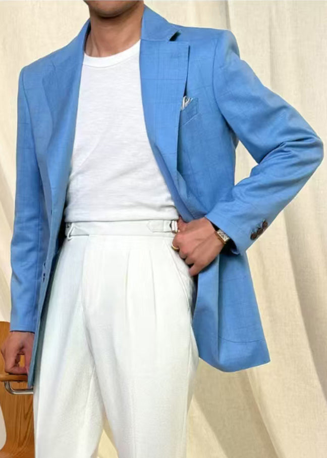 Luvik | Blå spandex-mantel for menn med polstrede lommer