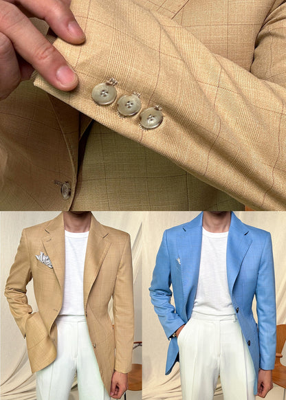 Luvik | Sininen spandex-manteli miehille pehmustetuilla taskuilla