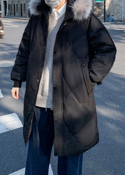 Luvik | Harmaa turkiskaulus Taskut Ankka Untuvatakki Miehille Talvi