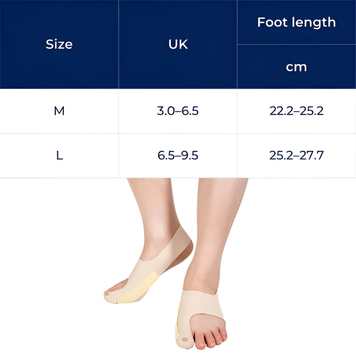 Smertereduserende gelpadding – Ultra-slim stretchstoff – Hverdagskomfort og justering for hallux valgus Luvikno